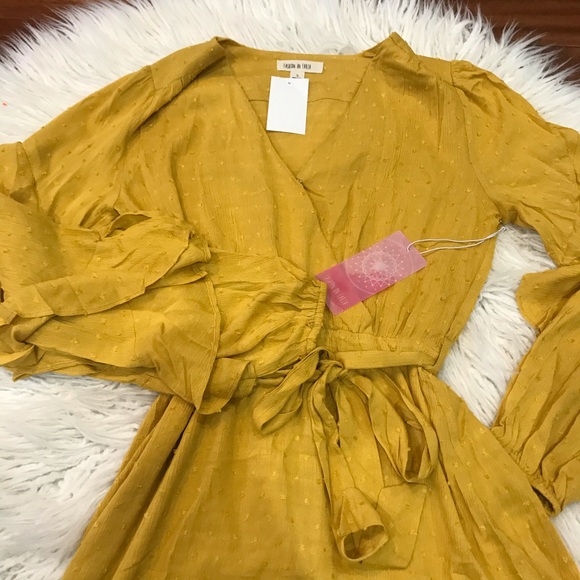 fashion earth Dresses Newruffle Long Sleeve Tie Front Dress Poshmark